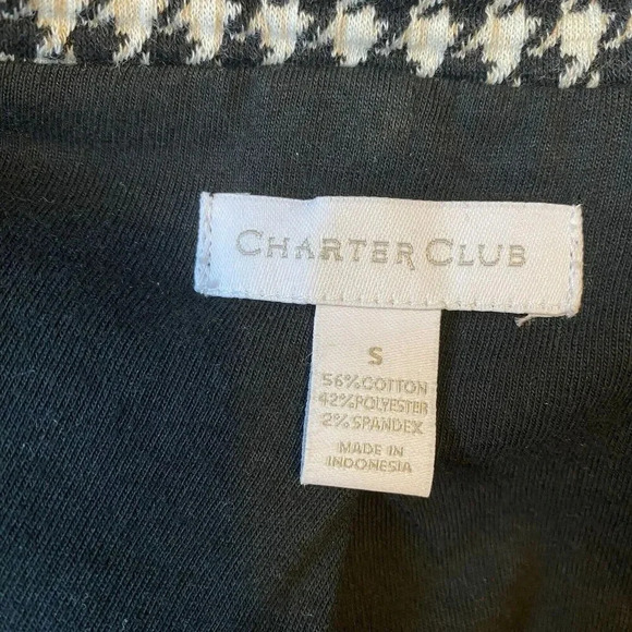 Charter Club Classy Houndstooth Jacket Blazer Black White Check Lady Sz S Career - Picture 4 of 8
